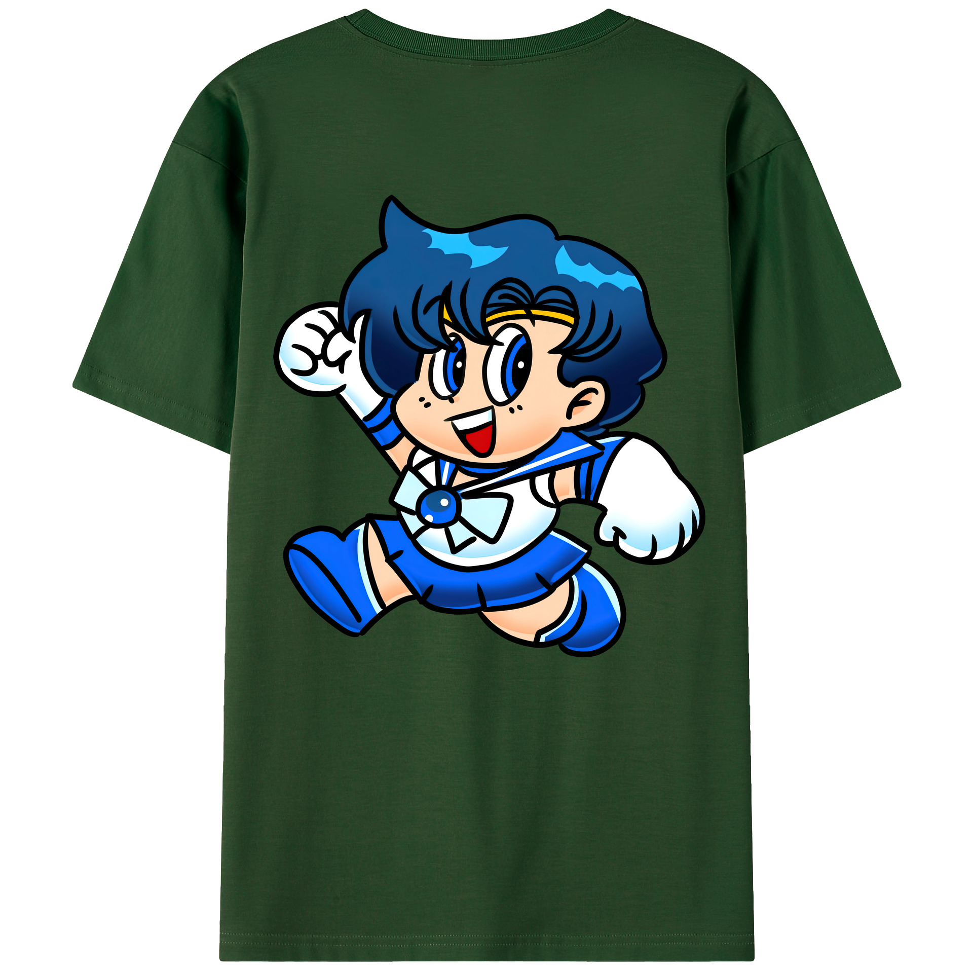（画像用） 美少女戦士セーラームーン 水野 亜美 みずの あみ Sailor Moon Mizuno Ami 綿100％半袖Tシャツ（背面プリント）